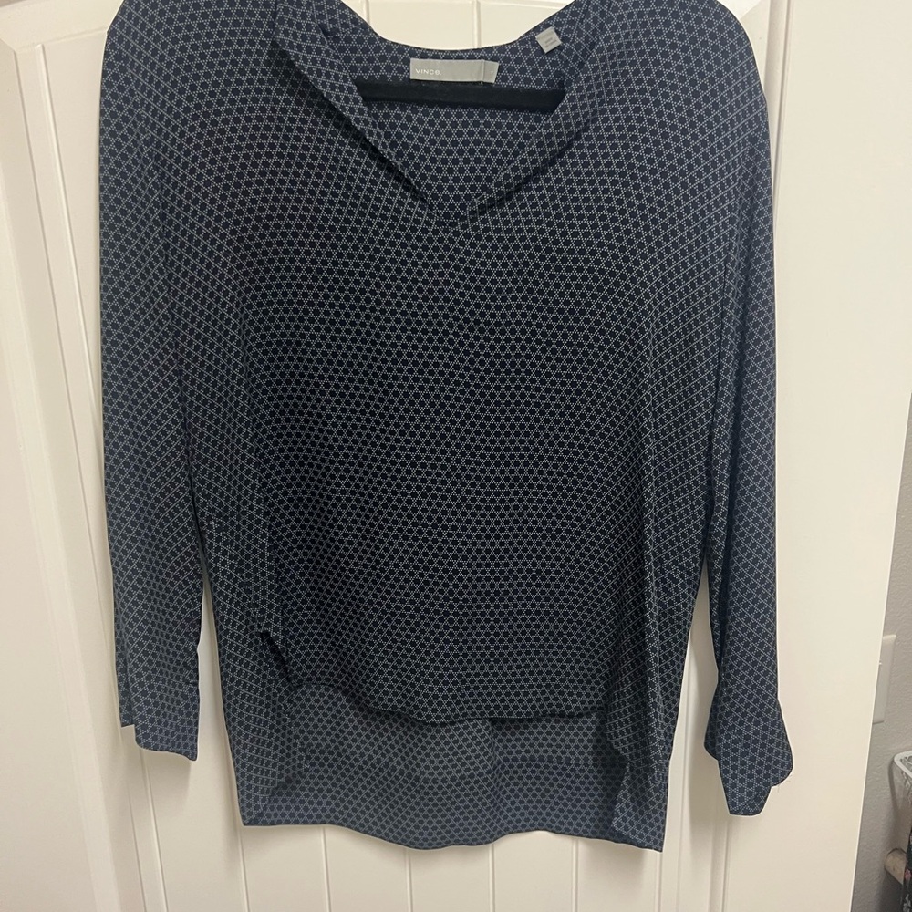 Vince Navy Geometric Women's Blouse